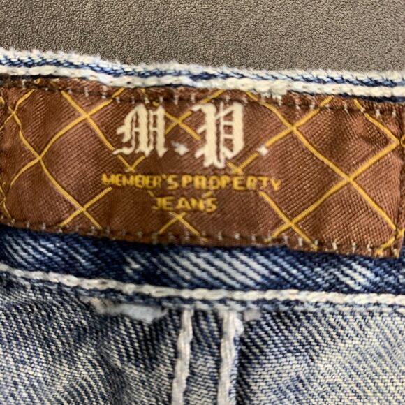 Mens Members Property Y2K Baggy Grunge Jean Shorts Hip Hop Scarface Patch Wide‎ - Picture 5 of 12